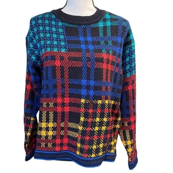 TOFFS Sweaters - VINTAGE TOFFS size medium cotton blend colorful striped sweater round ne…